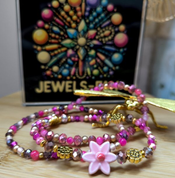 nieuw!! 3 armbanden roze tinten